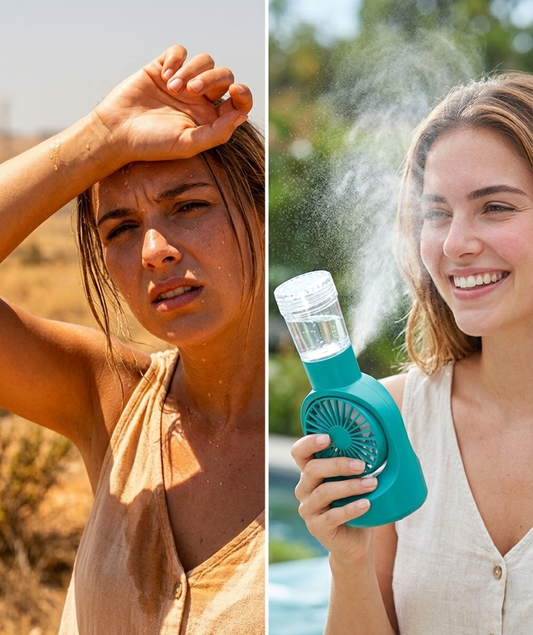 Portable Rechargeable Handheld Spray Misting Fan — 3 in 1 Cooling