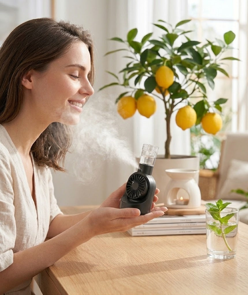 Portable Rechargeable Handheld Spray Misting Fan — 3 in 1 Cooling