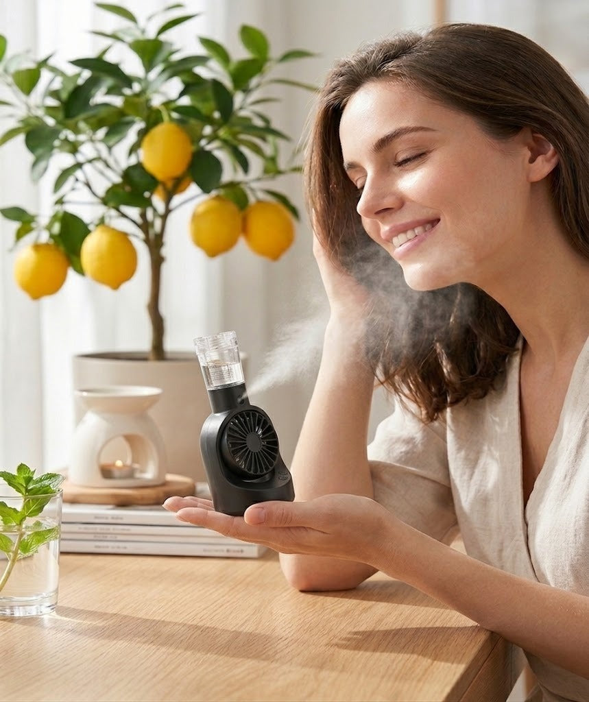 Portable Rechargeable Handheld Spray Misting Fan — 3 in 1 Cooling
