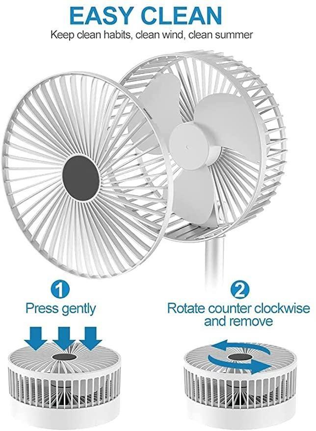 Foldable Portable Desk Fan — Adjustable Height, Rechargeable USB