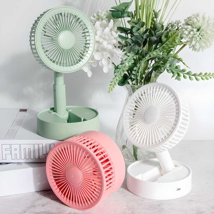 Foldable Portable Desk Fan — Adjustable Height, Rechargeable USB