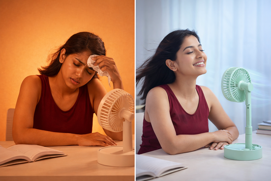 Foldable Portable Desk Fan — Adjustable Height, Rechargeable USB