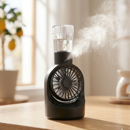 Portable Rechargeable Handheld Spray Misting Fan — 3 in 1 Cooling