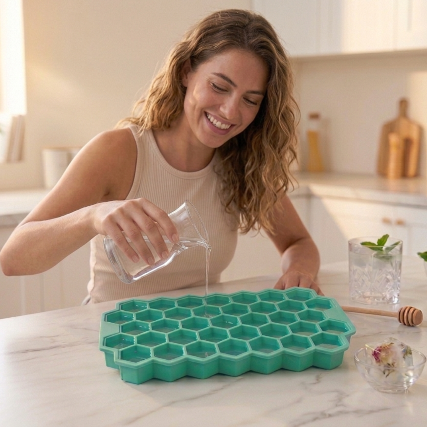 Honeycomb Ice Cube Tray — Large Capacity Silicone Mould (Pack of 2)